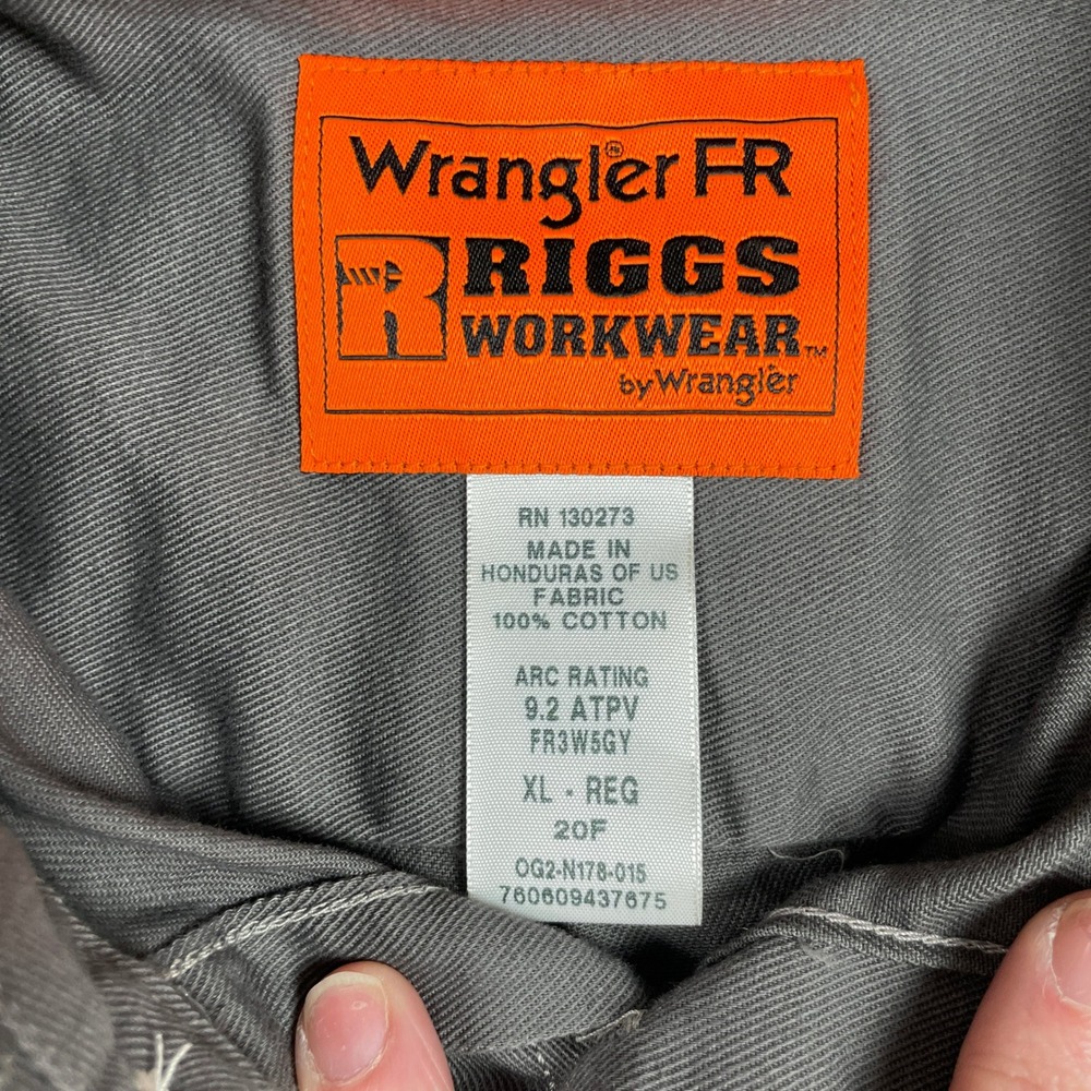 Wrangler Riggs Workwear FR Shirt Mens XL Grey Flame Resistant Long Sleeve Cotton - Picture 4 of 11